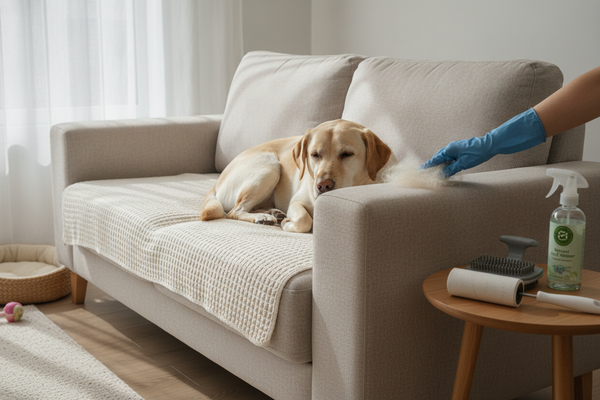 How to remove dog hair from a sofa using eco-friendly cleaning tools and pet-safe products