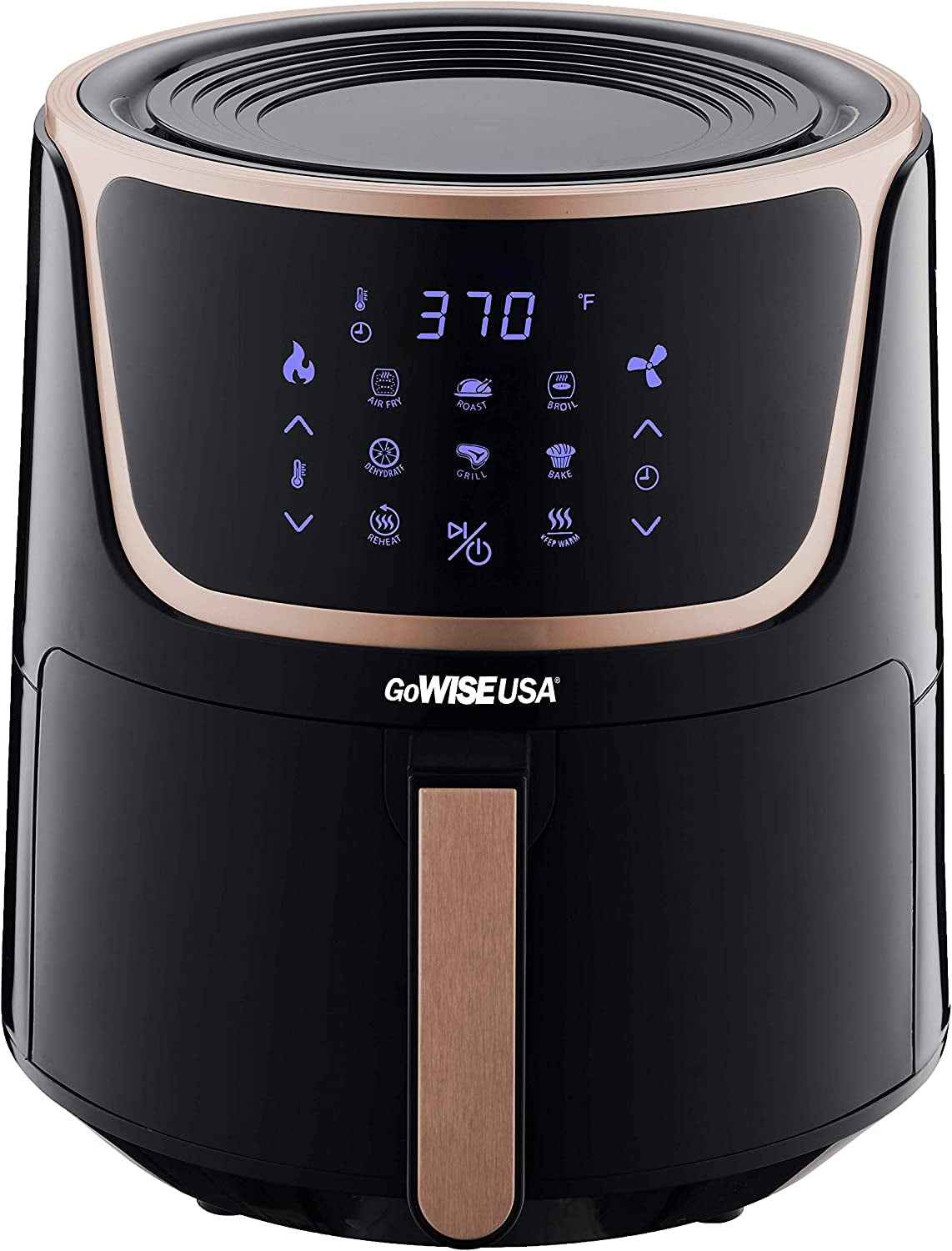 Best Air Fryer 7-Quart with Dehydrator, 3 Stackable Racks, Digital Touchscreen, 8 Functions & Recipes, Black/Copper - Yenka Supply