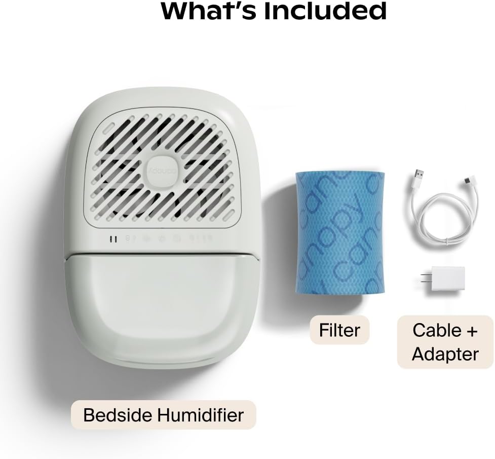 Humidifier 2.0, White, 36 HR Run Time, 2.5L Capacity - Reading Light & White Noise - Alleviate Symptoms of Allergies, Flu, Cold, Dry Skin - Humidifier, Filter, Power Cord & Adapter Yenka Supply