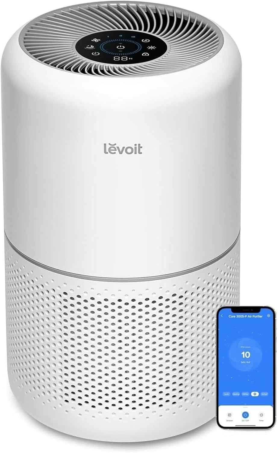 LEVOIT HEPA Air Purifier for Cat Allergies - Effective Home Allergens & Pet Hair Removal, Covers Up to 1073 ft², Core300-P with Sleep Mode and 3-in-1 Filter, White