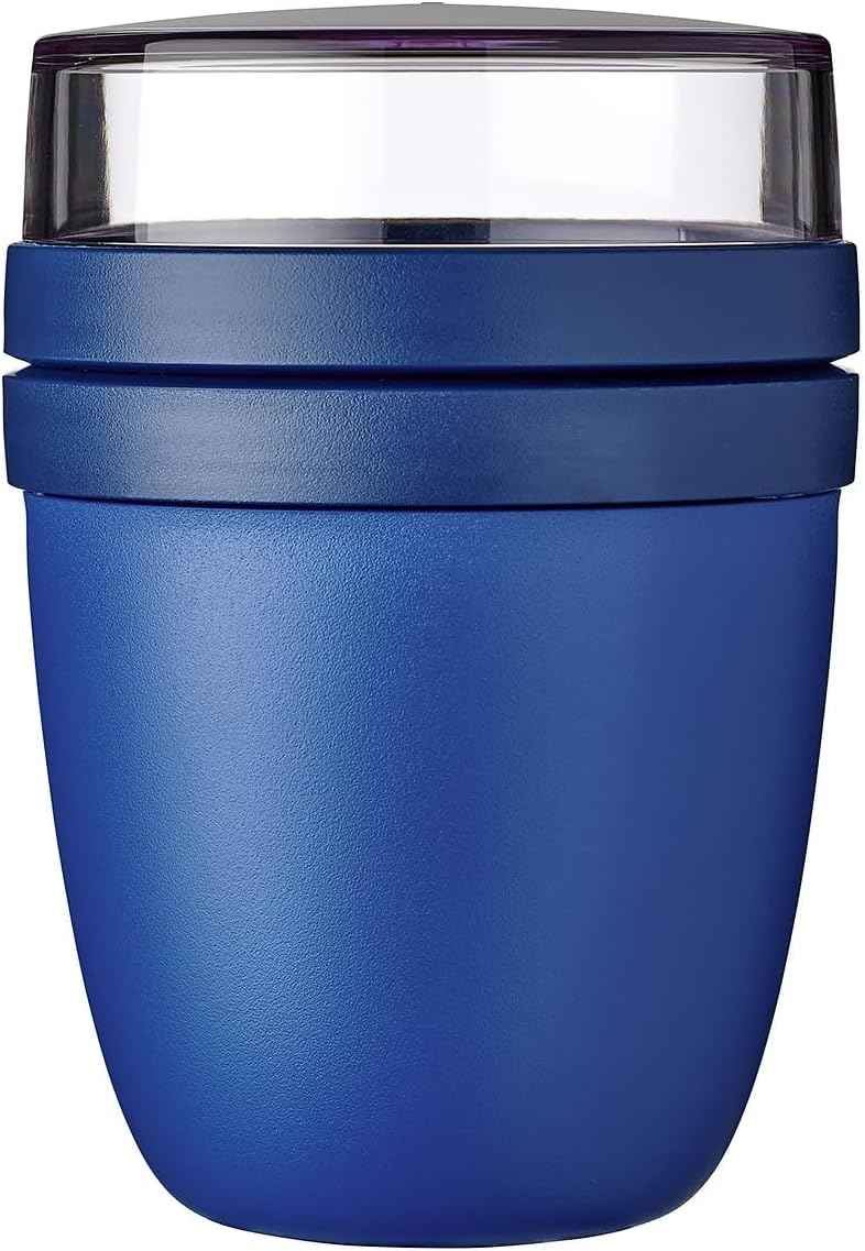Mepal Overnight Oats jar - Practical Yoghurt Cup & Muesli Cup - Separate Compartments for Yoghurt & Muesli - Suitable for Freezer, Microwave & Dishwasher - 500 ml + 200 ml - Nordic Blue - Yenka Supply