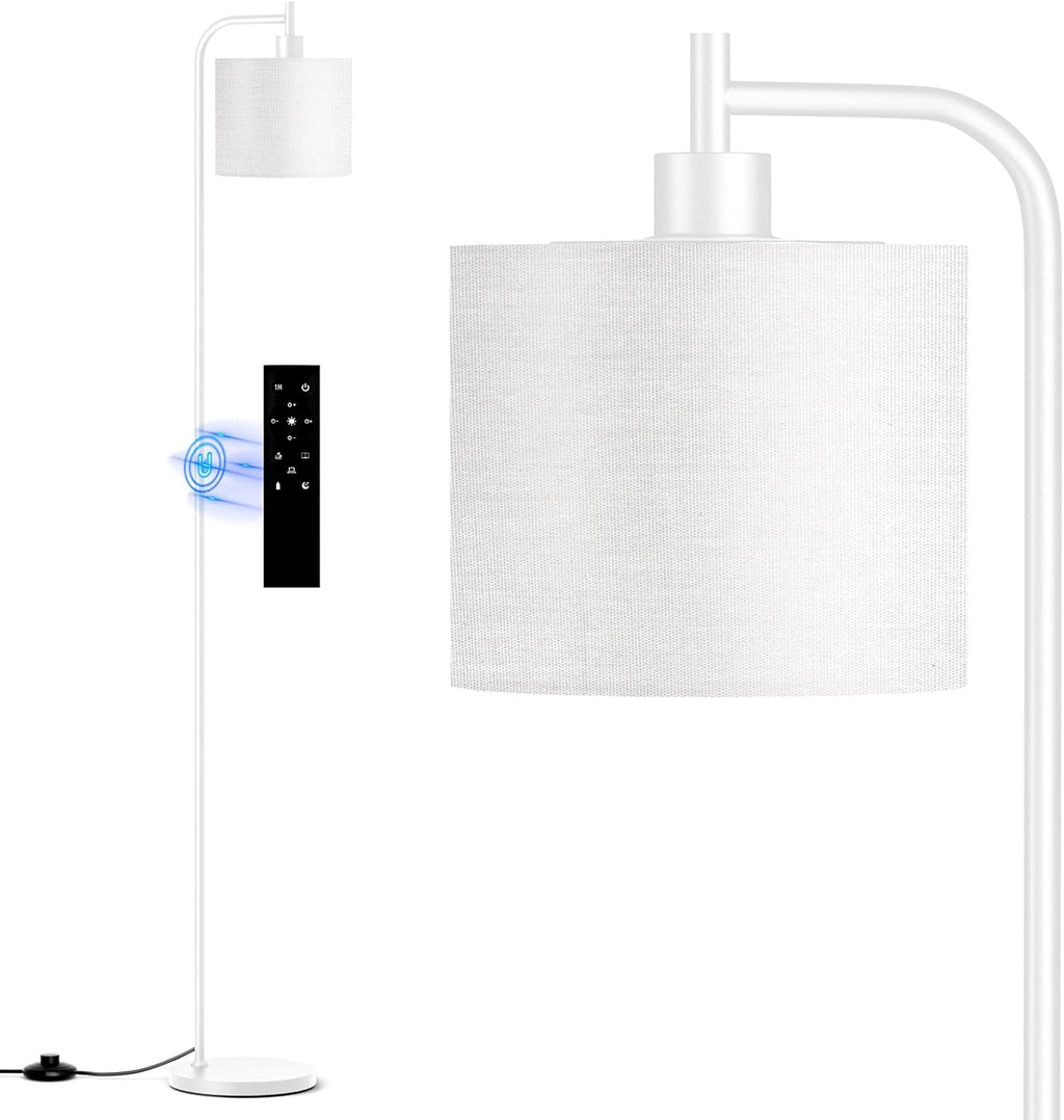 SIBRILLE Floor Lamp with Linen Shade, Dimmable Tall Standing Lamp with Remote Control & 3 Color Temperatures, Modern Corner Floor Lamps for Living Room Bedroom Office, 9W LED Bulb Included Yenka Supply