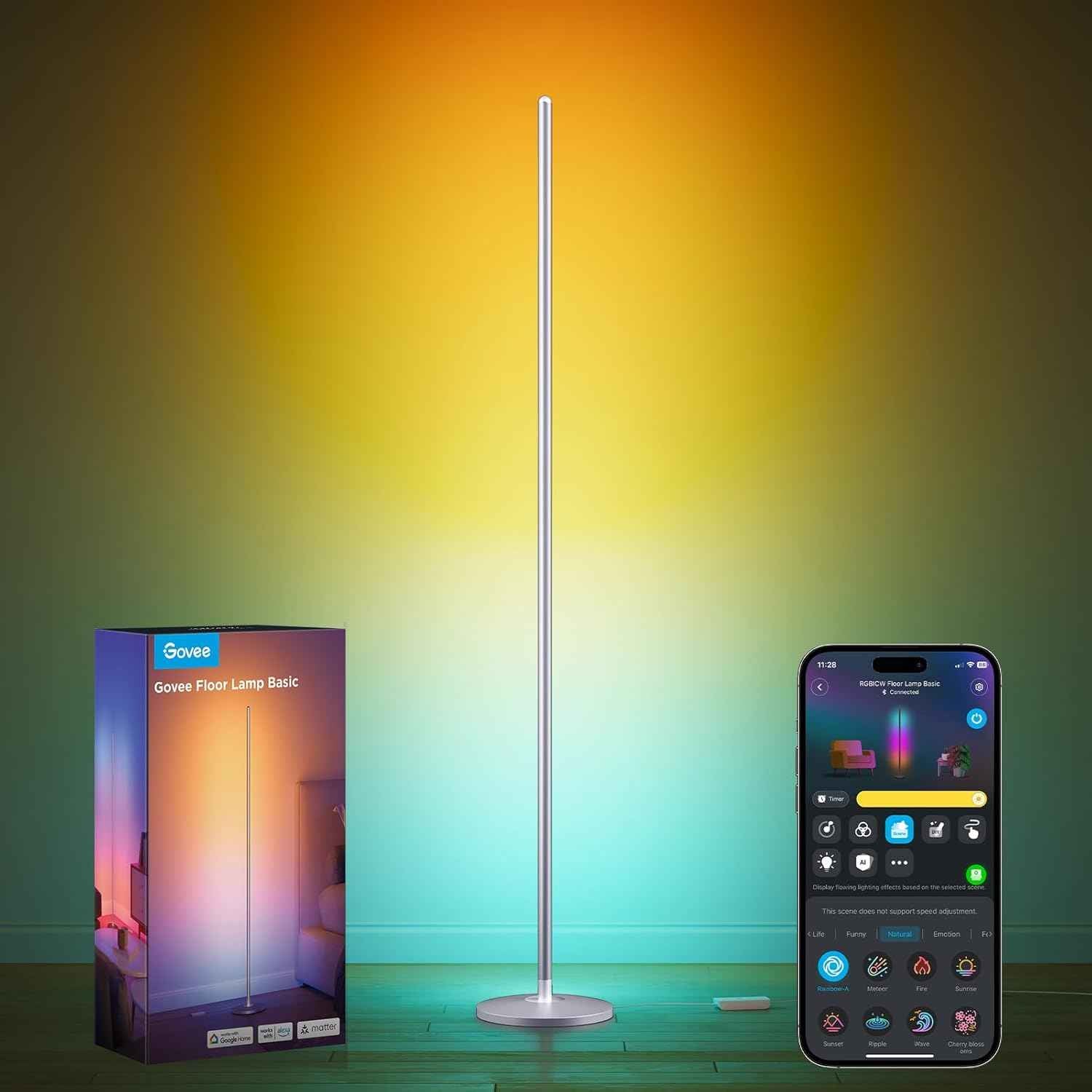 Govee RGBIC LED Lamp - 1000lm Smart Corner Lamp with Music Sync, 16 Million Colors, Compatible with SmartThings, Alexa, and Matter for Bedroom and Living Room