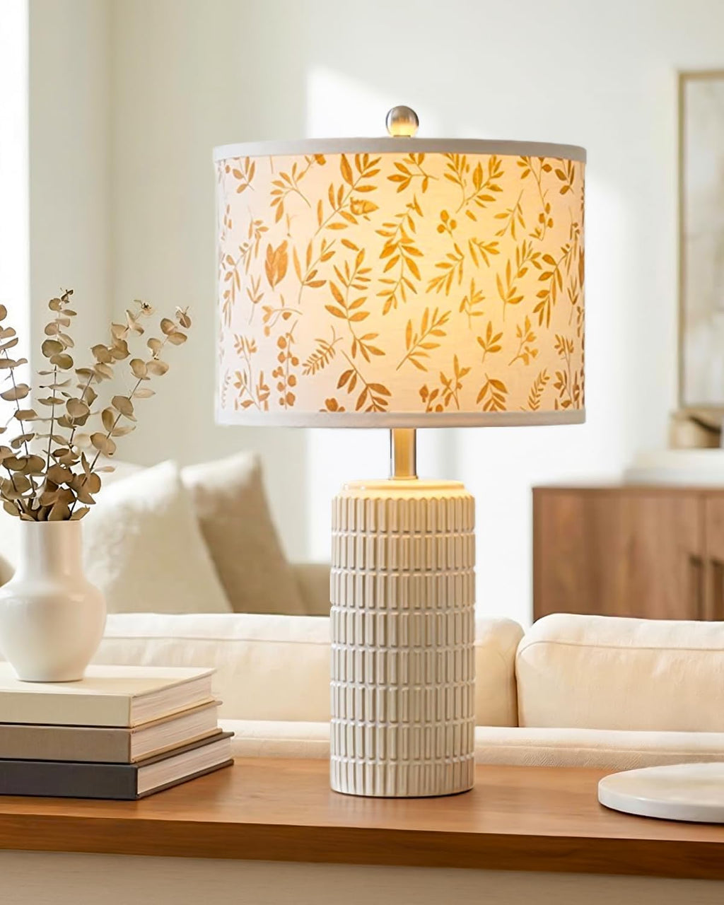 PoKat 20.75" Small Modern Ceramic Table Lamps Set of 2 for Bedroom, White Bedside Lamps for Night Stands, Farmhouse Desk Decor Gift Nightstand Table Lamps for Living Room End Table Beige Yenka Supply