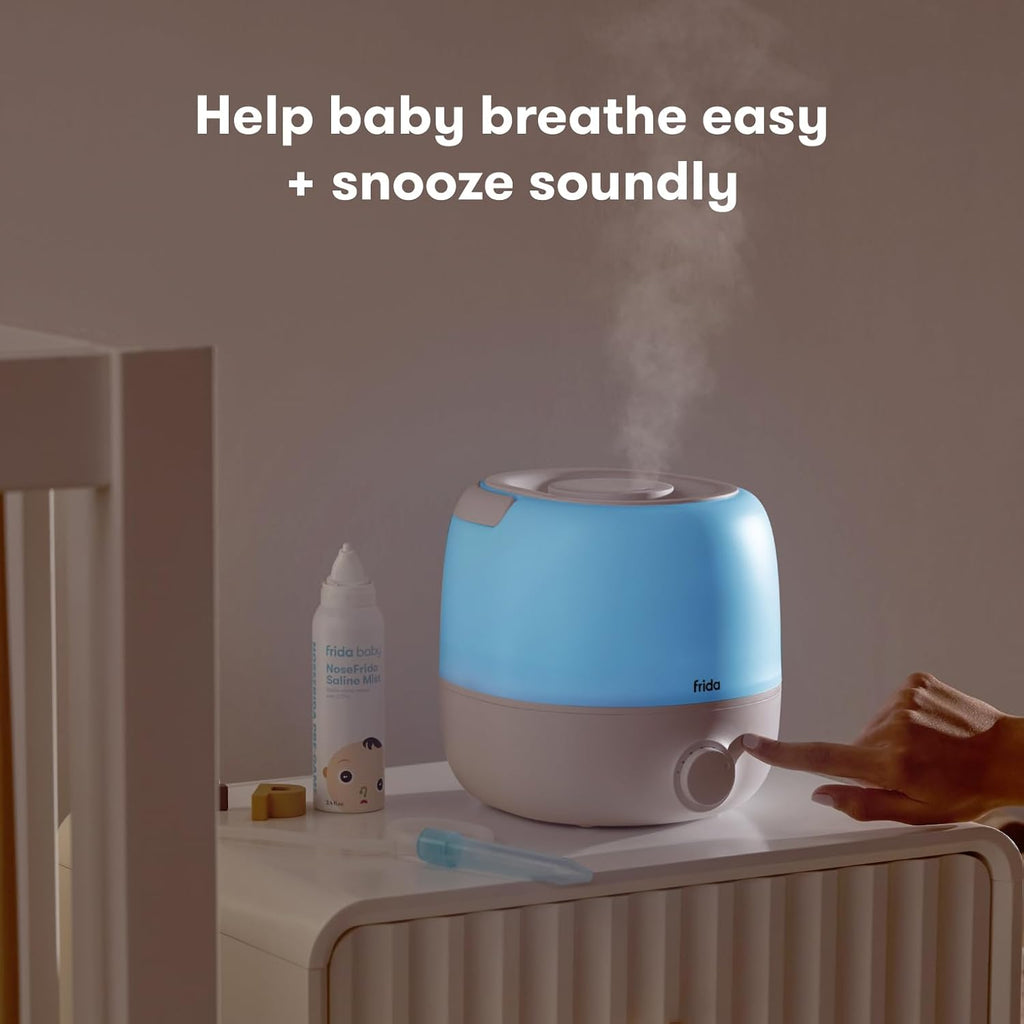 Frida Baby 3-in-1 Cool Mist Humidifier for Large Rooms, Top Fill Humidifier for Bedroom, Allergy Relief, 60 Hour Runtime + Nightlight, Auto Shut-Off, Quiet, Carry Handle, Essential Oil Diffuser Yenka Supply