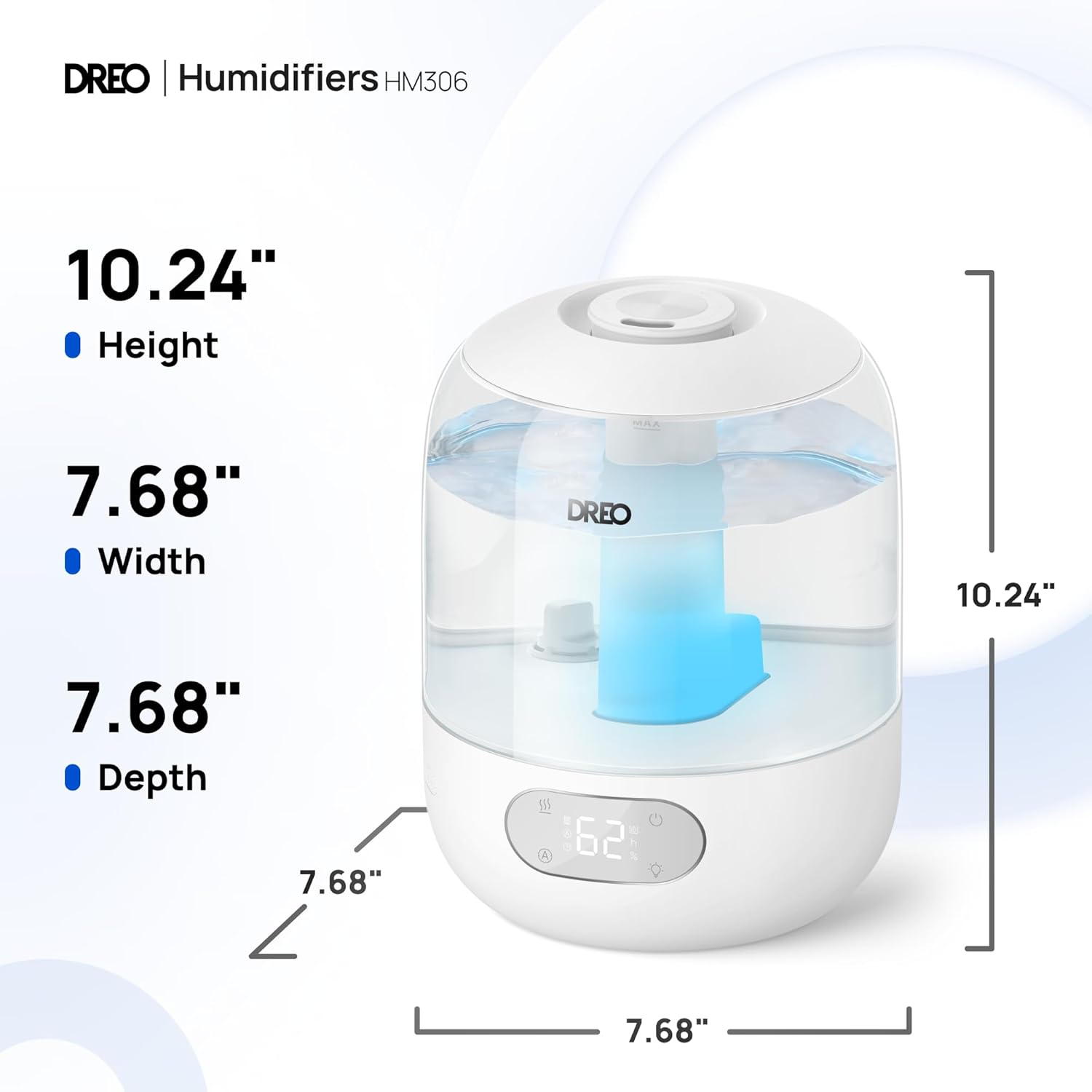 DREO Humidifiers for Bedroom, 3L Top Fill 30H & 26dB Quiet Runtime for Large Room, Cool Mist Ultrasonic Humidifier with Humidity Sensor, Night Light for Home, Baby, Nursery, Plants, New Edition Yenka Supply