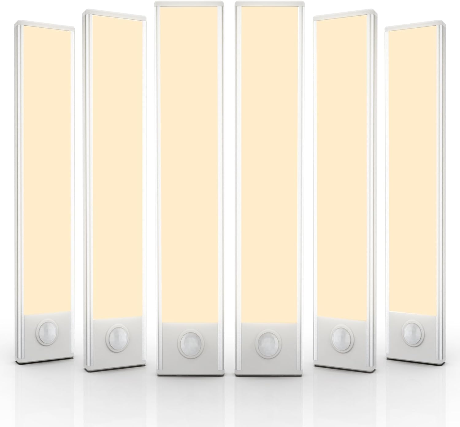 6 Pack Under Cabinet Lighting Wireless – 32 LED Motion Sensor Lights, Rechargeable Battery, Stick On Magnetic Closet & Under Counter Lights for Kitchen & Stairs, White 8 in - Yenka Supply