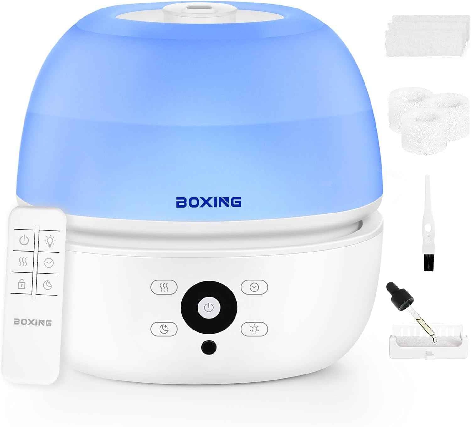 BOXING 3L Cool Mist Humidifiers, Ultra Quiet 20dB for Bedroom, Baby & Office, Top Fill Air Humidifier for Home Office & Indoor Plants