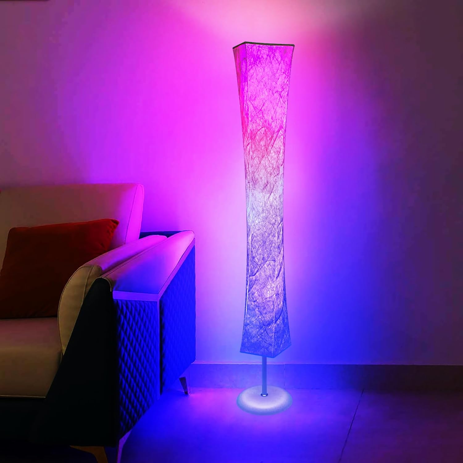 WORLD WIN Floor Lamp, 61'' Smart RGB LED Corner Lamp with Music Sync and 16 Million DIY Colors, 3 Color Temperature, APP & Remote Control, Color Changing Standing Floor Lamp for Bedroom Living Room Yenka Supply