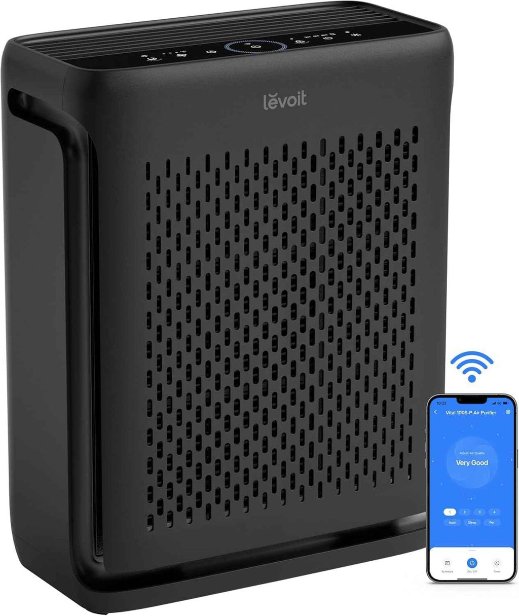 LEVOIT Air Purifier for Large Rooms Up to 1073Ft² with Air Quality Monitor, Smart WiFi, HEPA Sleep Mode, and Washable Pre-Filter, AHAM Verified, Ideal for Pets and Allergies, Vital 100S-P, White - Yenka Supply