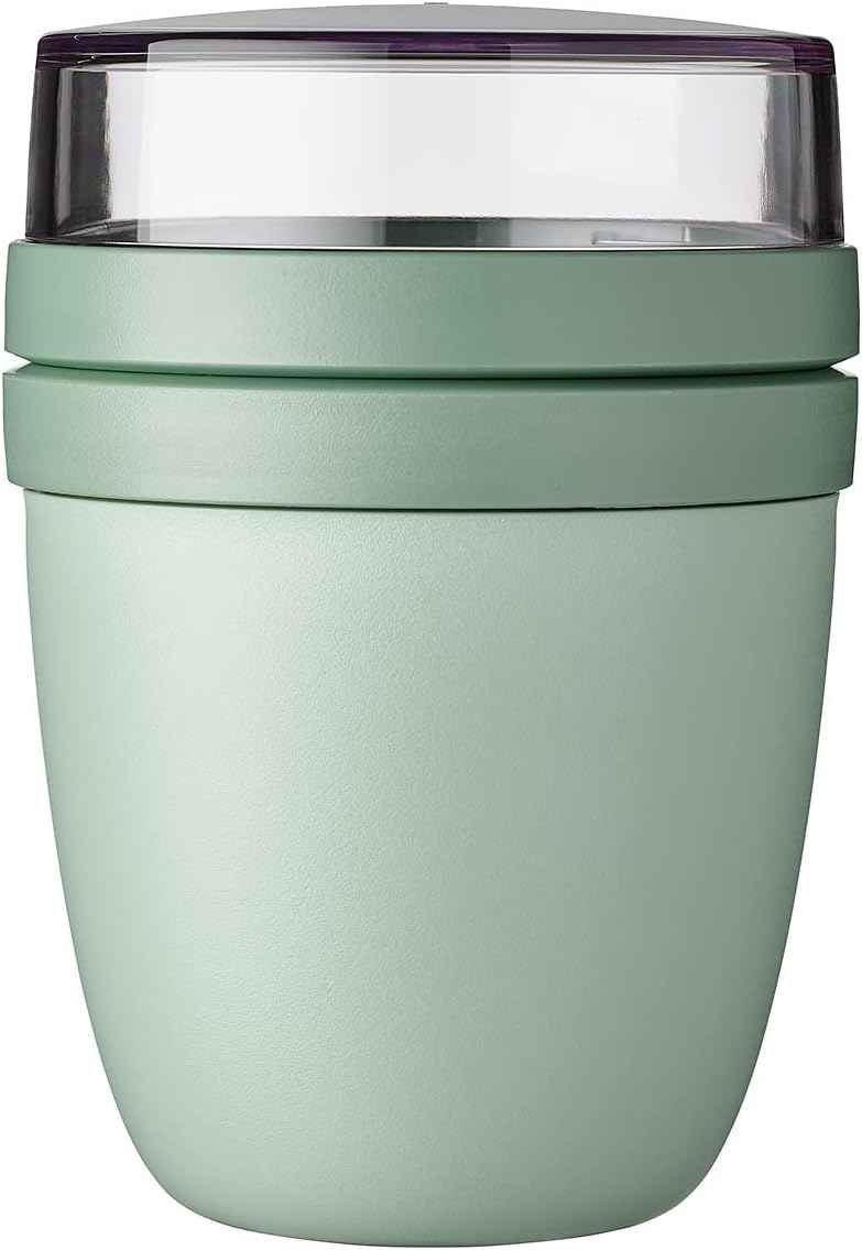 Mepal Overnight Oats jar - Practical Yoghurt Cup & Muesli Cup - Separate Compartments for Yoghurt & Muesli - Suitable for Freezer, Microwave & Dishwasher - 500 ml + 200 ml - Nordic Blue - Yenka Supply