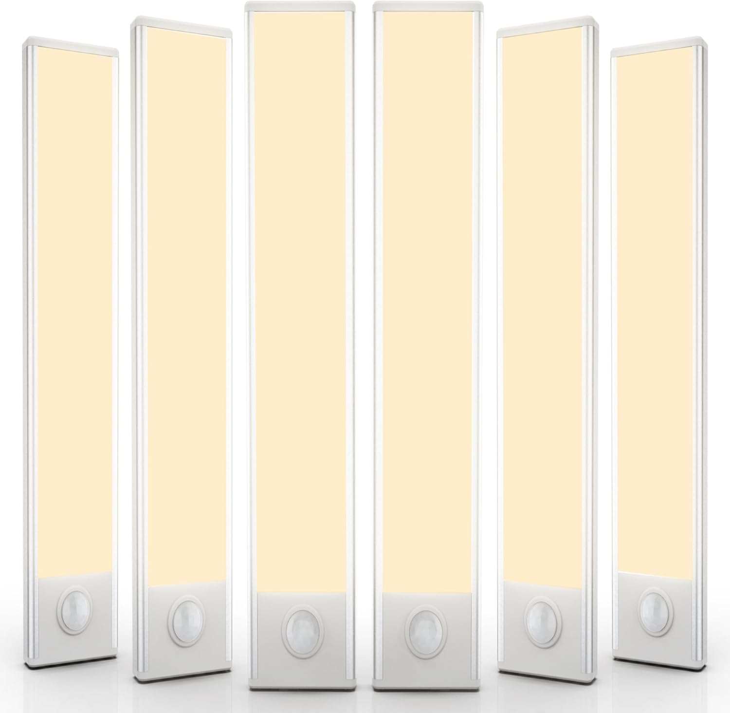 6 Pack Under Cabinet Lighting Wireless – 32 LED Motion Sensor Lights, Rechargeable Battery, Stick On Magnetic Closet & Under Counter Lights for Kitchen & Stairs, White 8 in - Yenka Supply