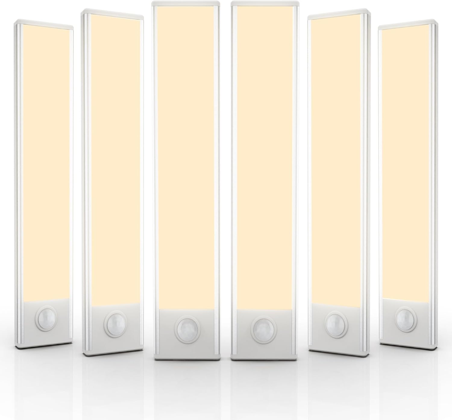 6 Pack Under Cabinet Lighting Wireless – 32 LED Motion Sensor Lights, Rechargeable Battery, Stick On Magnetic Closet & Under Counter Lights for Kitchen & Stairs, White 8 in - Yenka Supply