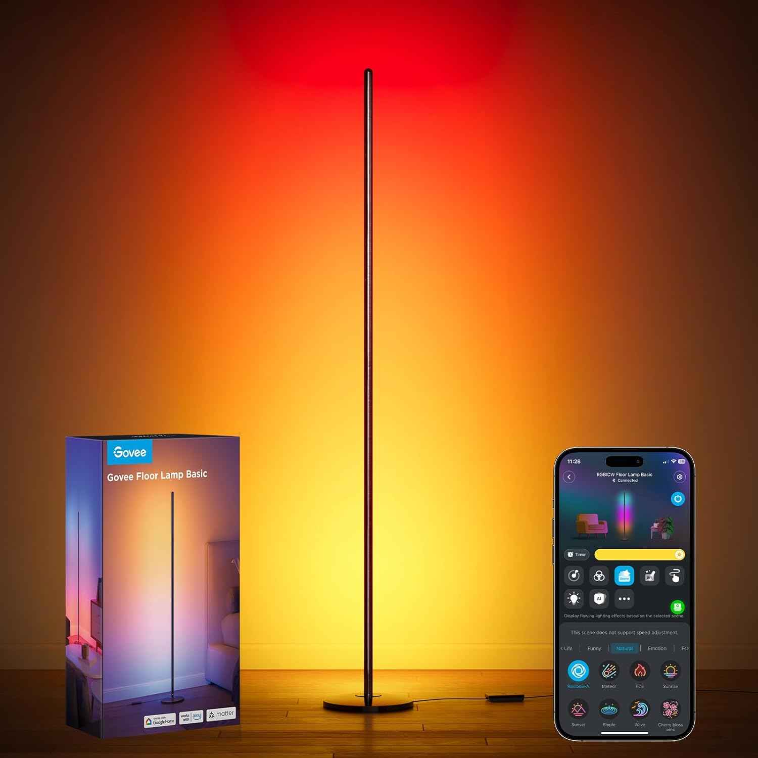 Govee RGBIC LED Lamp - 1000lm Smart Corner Lamp with Music Sync, 16 Million Colors, Compatible with SmartThings, Alexa, and Matter for Bedroom and Living Room