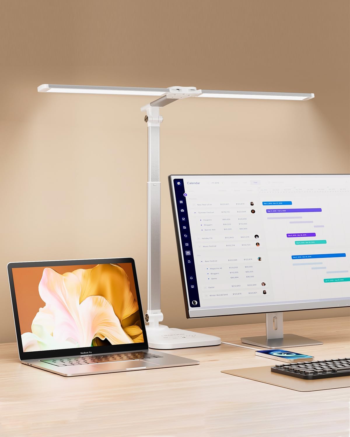 CHARYJOD LED Desk Lamp for Office Home, Height Adjustable Architect Desk Light with USB Adapter, Stepless Dimming Desk Lamp Light for Reading, Study, Workbench Yenka Supply