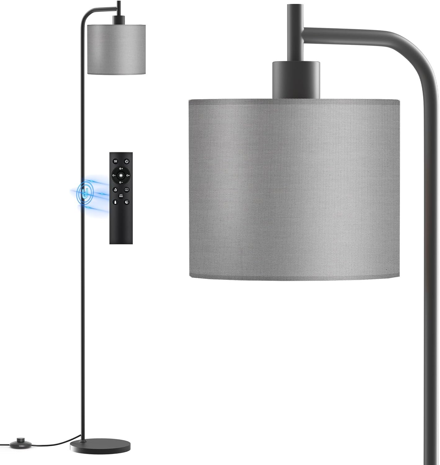 SIBRILLE Floor Lamp with Linen Shade, Dimmable Tall Standing Lamp with Remote Control & 3 Color Temperatures, Modern Corner Floor Lamps for Living Room Bedroom Office, 9W LED Bulb Included Yenka Supply