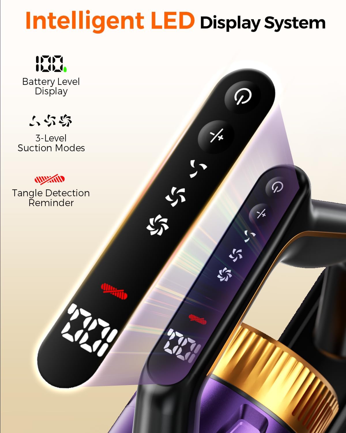 Cordless Vacuum Cleaner for Home, 580W/48KPa Powerful Suction, 65 Min Runtime, Lightweight Stick Vacuum with Touch Screen & Wall Mount, Handheld Vacuum for Pet Hair, Carpet & Hard Floors Yenka Supply