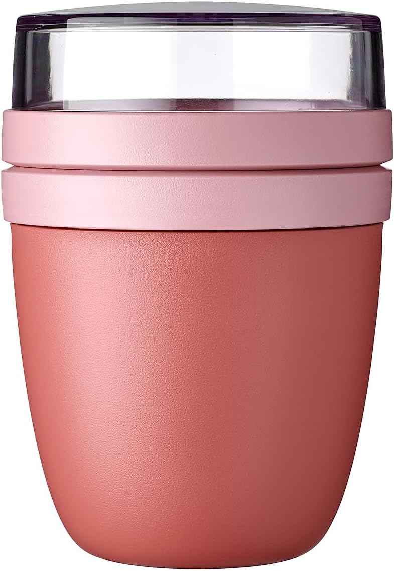Mepal Overnight Oats jar - Practical Yoghurt Cup & Muesli Cup - Separate Compartments for Yoghurt & Muesli - Suitable for Freezer, Microwave & Dishwasher - 500 ml + 200 ml - Nordic Blue - Yenka Supply