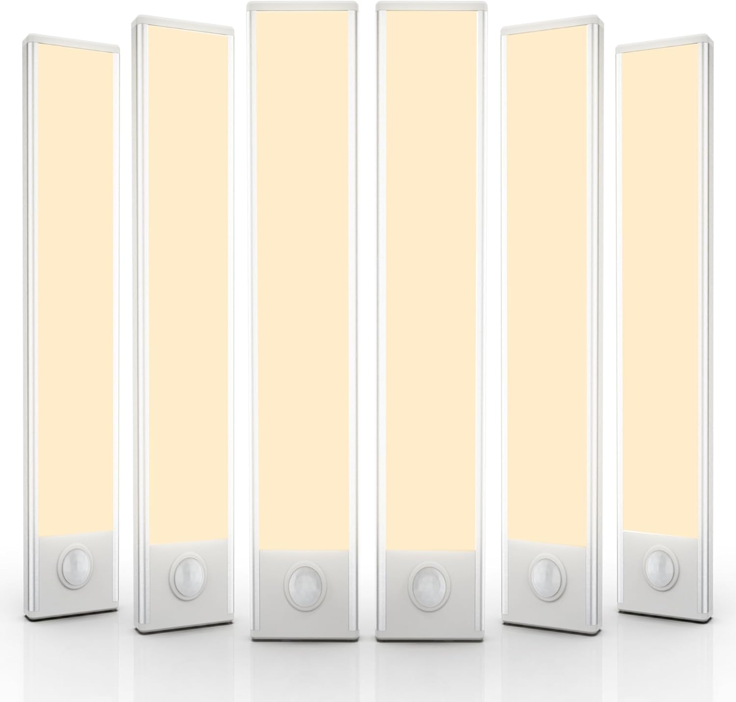 6 Pack Under Cabinet Lighting Wireless – 32 LED Motion Sensor Lights, Rechargeable Battery, Stick On Magnetic Closet & Under Counter Lights for Kitchen & Stairs, White 8 in - Yenka Supply
