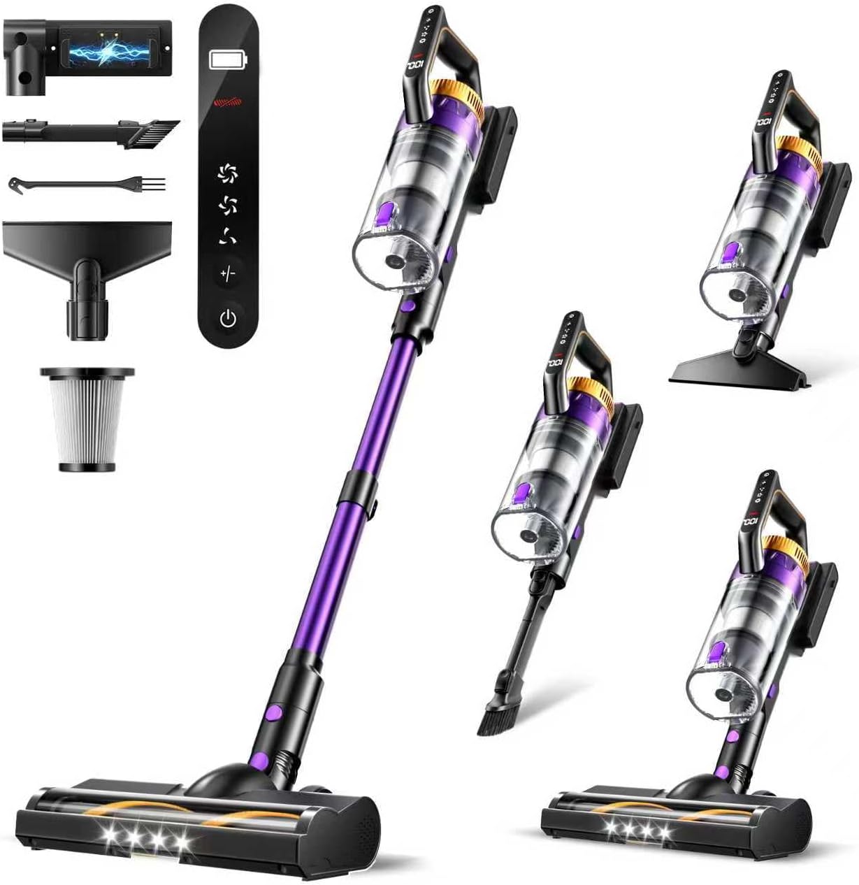 Cordless Vacuum Cleaner for Home, 580W/48KPa Powerful Suction, 65 Min Runtime, Lightweight Stick Vacuum with Touch Screen & Wall Mount, Handheld Vacuum for Pet Hair, Carpet & Hard Floors Yenka Supply
