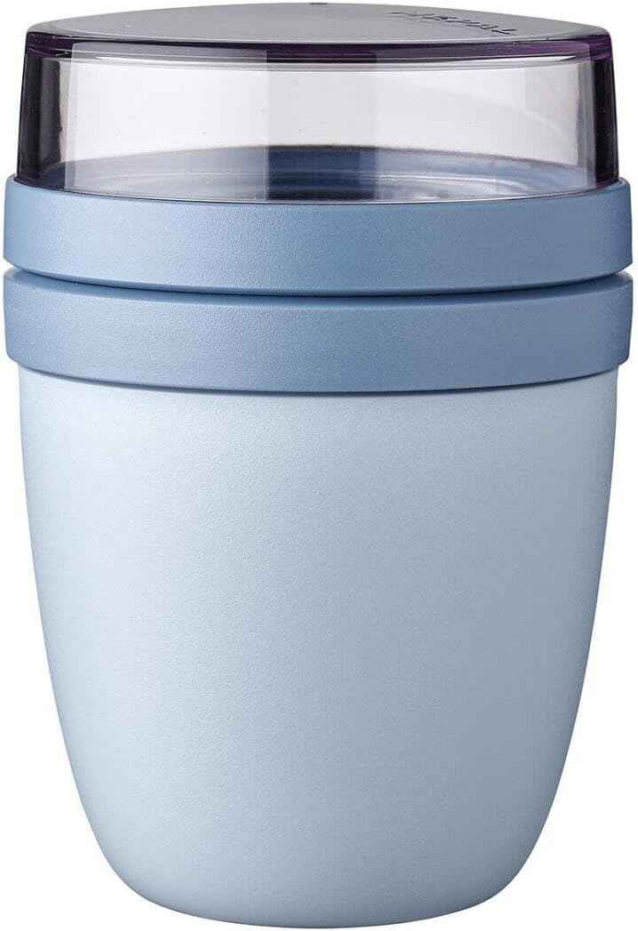 Mepal Overnight Oats jar - Practical Yoghurt Cup & Muesli Cup - Separate Compartments for Yoghurt & Muesli - Suitable for Freezer, Microwave & Dishwasher - 500 ml + 200 ml - Nordic Blue - Yenka Supply