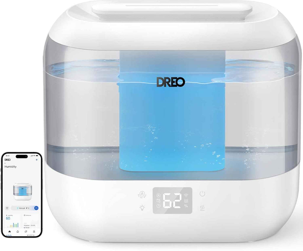 Dreo Smart Humidifiers for Bedroom - Top Fill 4L Large Room Humidifier with 28 dB, 36H Runtime, Touch/APP/Voice Control, Nightlight, Cool Mist for Baby, Plants, Indoor - Black