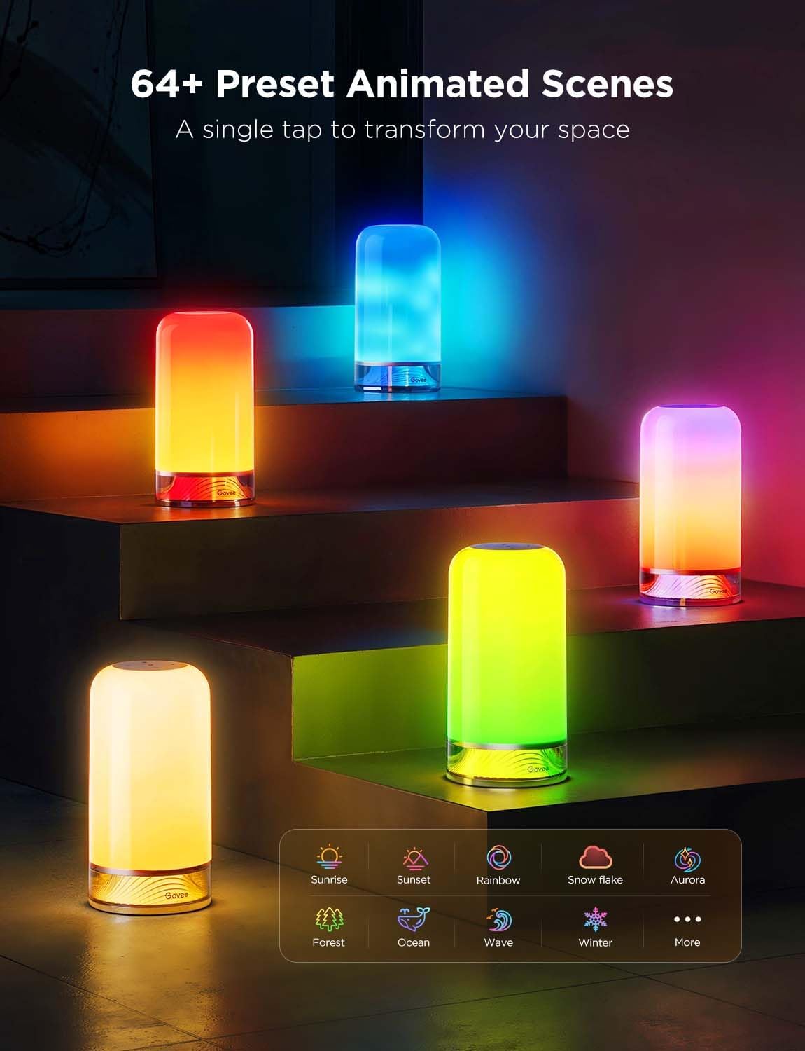 Govee RGBIC Smart Table Lamp 2, Touch Bedside Small Table Lamp Compatible with SmartThings, Matter, Alexa, Desk Lamp with 64 Scene Modes, Nightstand Lamp for Bedroom Living Room Night Light(Corded) Yenka Supply