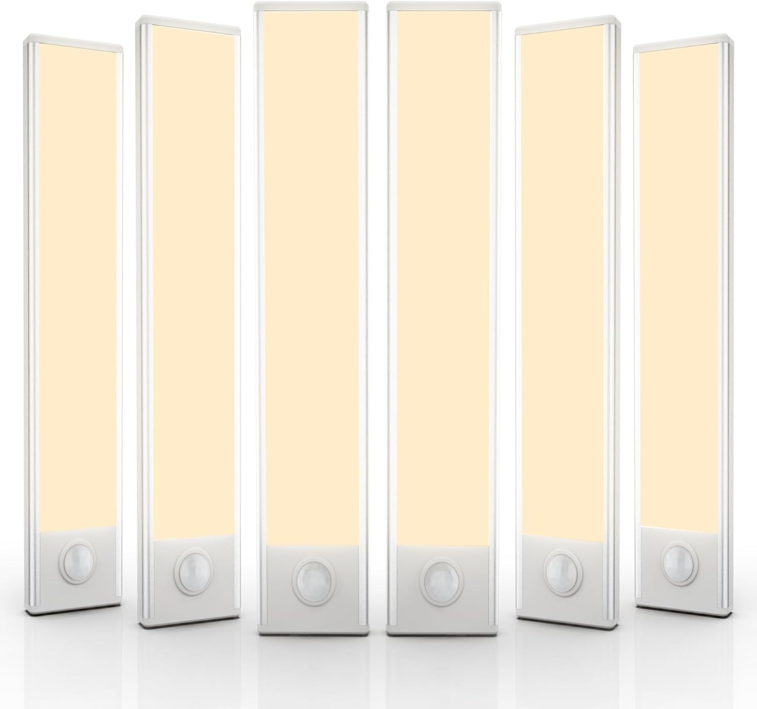 6 Pack Under Cabinet Lighting Wireless – 32 LED Motion Sensor Lights, Rechargeable Battery, Stick On Magnetic Closet & Under Counter Lights for Kitchen & Stairs, White 8 in - Yenka Supply