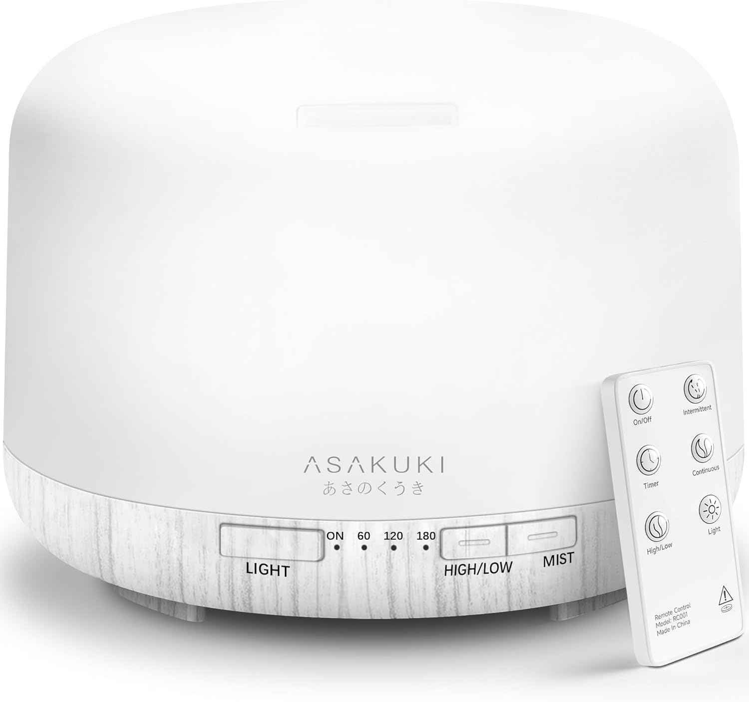 ASAKUKI Essential Oil Diffuser 500ML Aromatherapy Humidifier for Bedroom, Remote Control, 7 Color LED Lights, Quiet Cool Mist for Home and Office