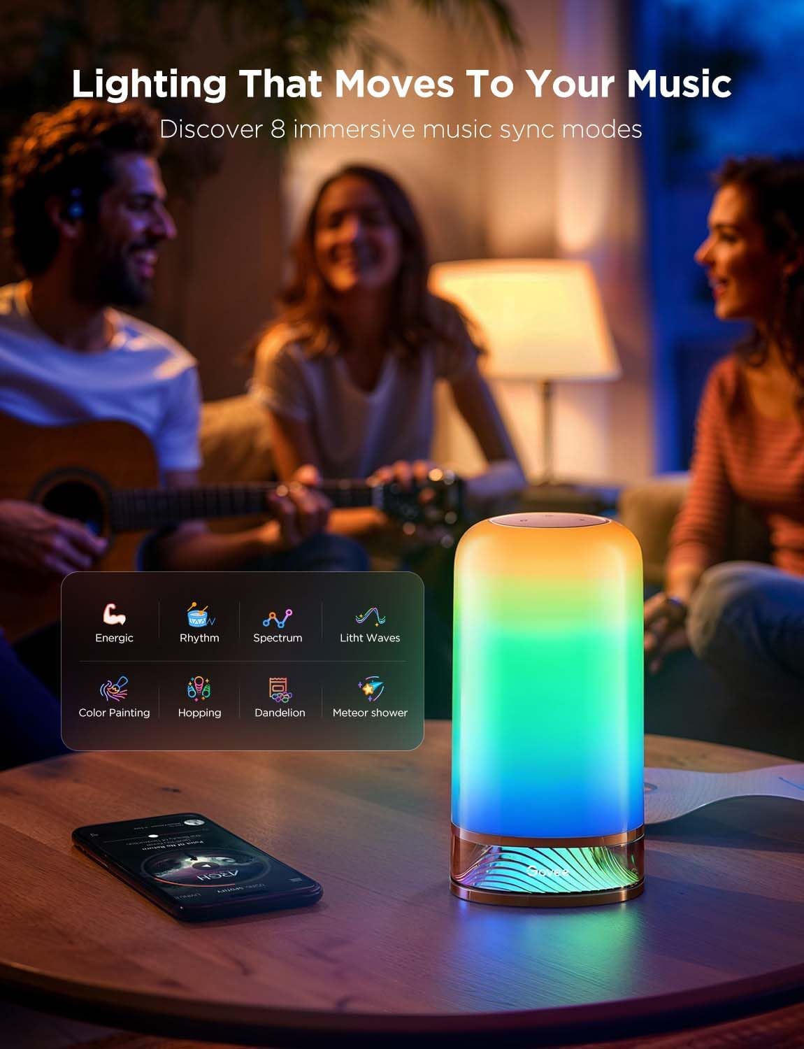 Govee RGBIC Smart Table Lamp 2, Touch Bedside Small Table Lamp Compatible with SmartThings, Matter, Alexa, Desk Lamp with 64 Scene Modes, Nightstand Lamp for Bedroom Living Room Night Light(Corded) Yenka Supply
