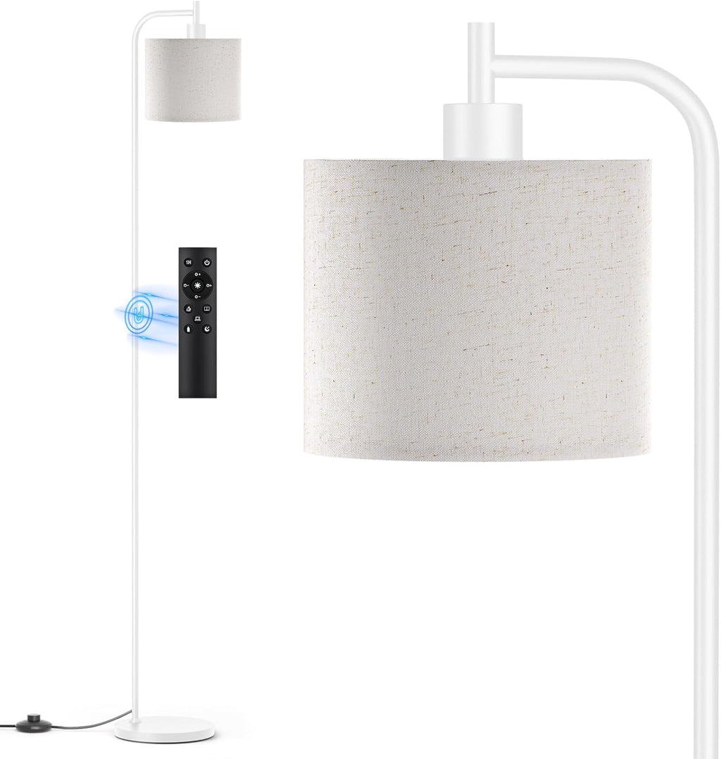 SIBRILLE Floor Lamp with Linen Shade, Dimmable Tall Standing Lamp with Remote Control & 3 Color Temperatures, Modern Corner Floor Lamps for Living Room Bedroom Office, 9W LED Bulb Included Yenka Supply