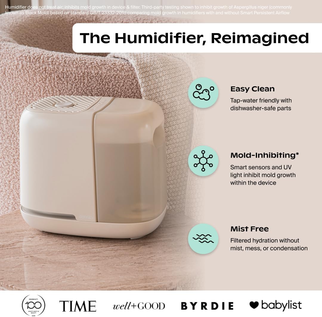 Humidifier 2.0, White, 36 HR Run Time, 2.5L Capacity - Reading Light & White Noise - Alleviate Symptoms of Allergies, Flu, Cold, Dry Skin - Humidifier, Filter, Power Cord & Adapter Yenka Supply