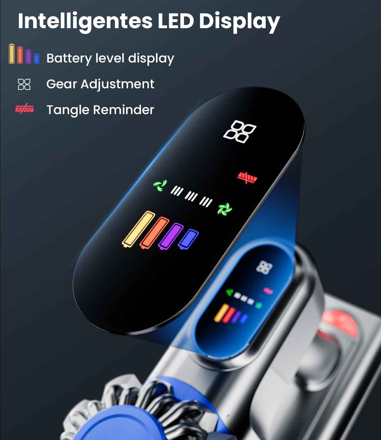 Cordless Vacuum Cleaner 500W/40Kpa - 60Mins Stick Vacuum with LED Display, Anti-Tangle & Wall Mount Charging, 8 in 1 Lightweight for Home and Pet Hair on Hard Floors & Carpet