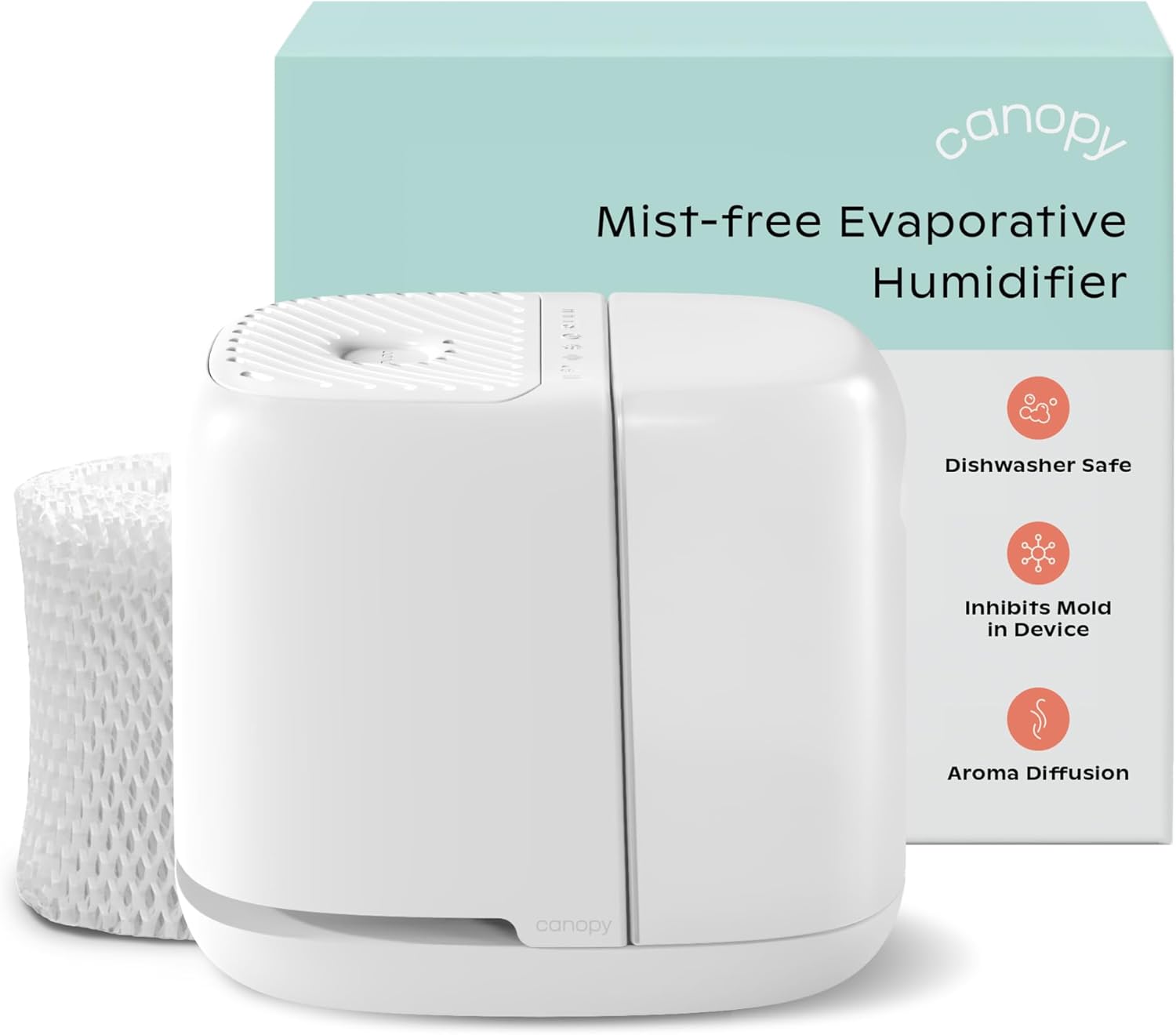 Humidifier 2.0, White, 36 HR Run Time, 2.5L Capacity - Reading Light & White Noise - Alleviate Symptoms of Allergies, Flu, Cold, Dry Skin - Humidifier, Filter, Power Cord & Adapter Yenka Supply
