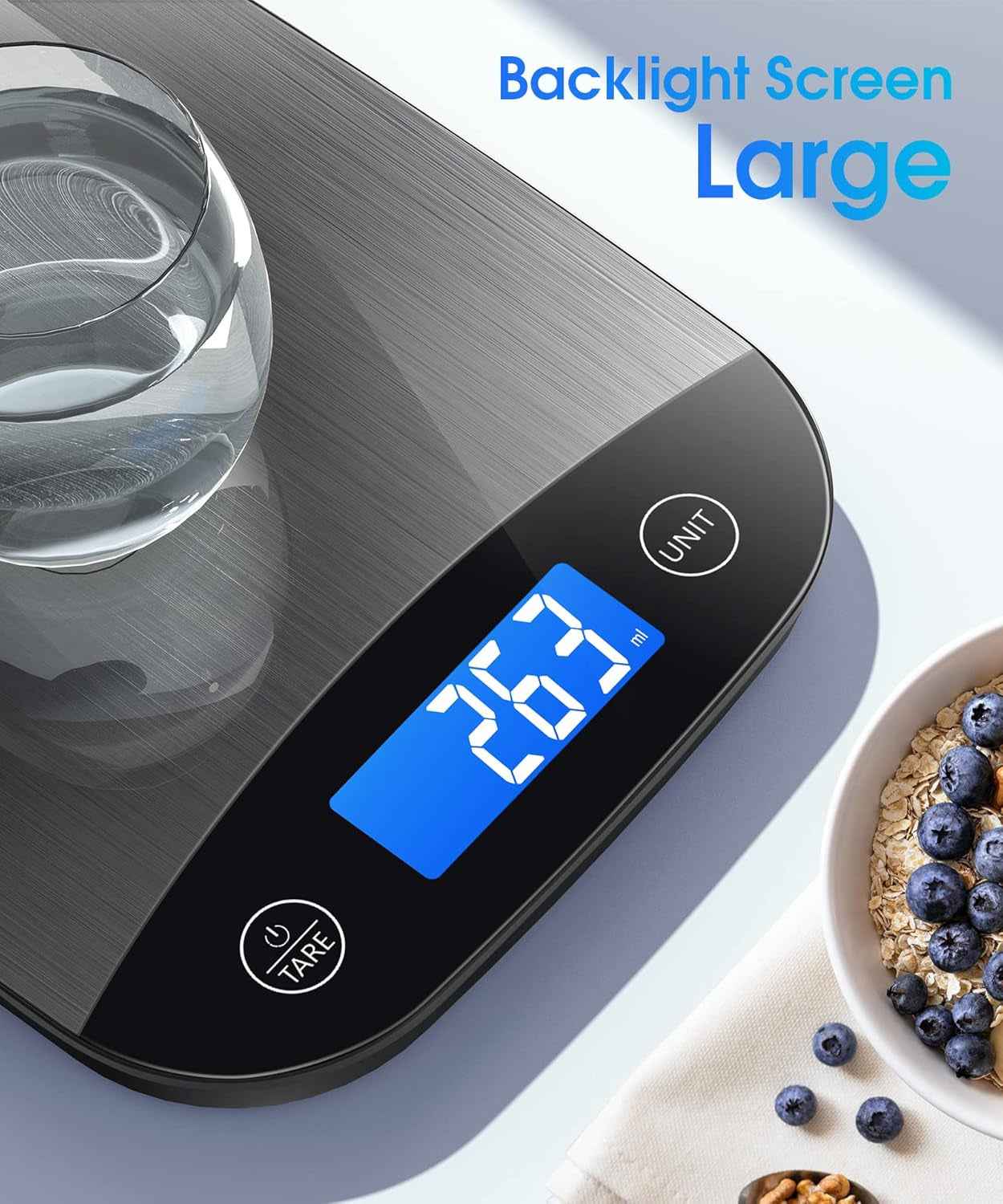 Food Scale 22Lbs Digital Kitchen Scale for Cooking Baking Weight Loss, Weighs in Grams and Ounce with 0.1Oz/1G Resolution, Sleek Design and Large LCD Screen - Yenka Supply
