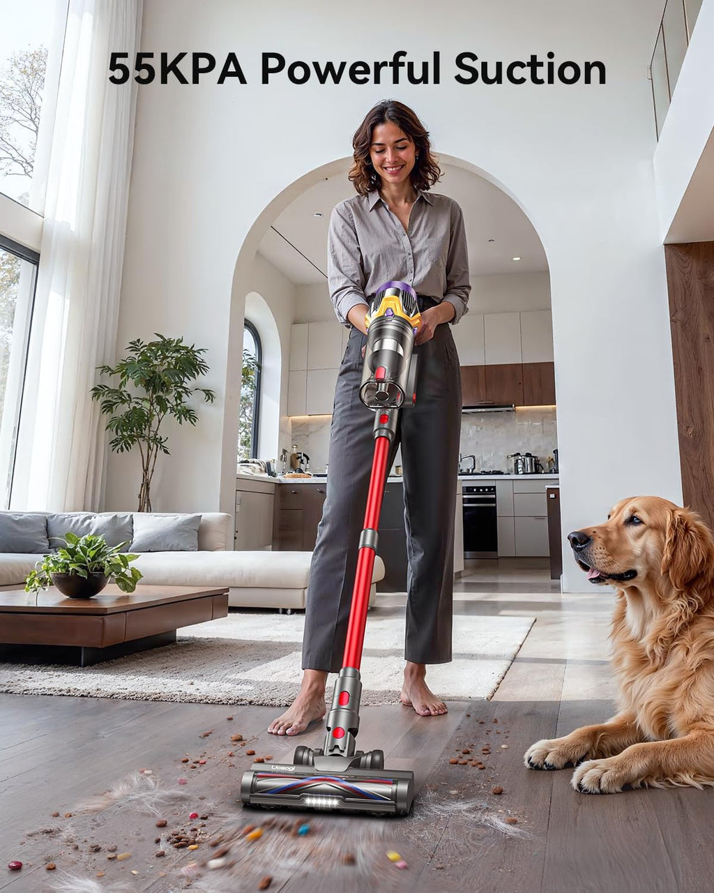 Cordless Vacuum Cleaner, Upgraded 55KPA 650W 70Mins Stick Vacuum with Hurricane Mode, Self-Standing, Touch Screen, 1.8L Dust Cup, Anti-tangle Wireless Vacumm, Vacuum Cleaners for Home/Pet Hair/Carpets Yenka Supply