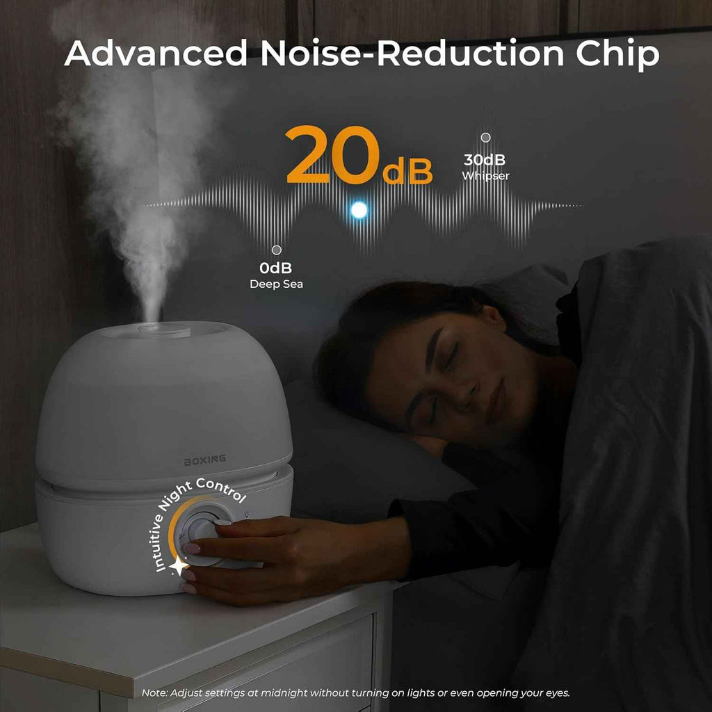 BOXING 3L Cool Mist Humidifiers, Ultra Quiet 20dB for Bedroom, Baby & Office, Top Fill Air Humidifier for Home Office & Indoor Plants