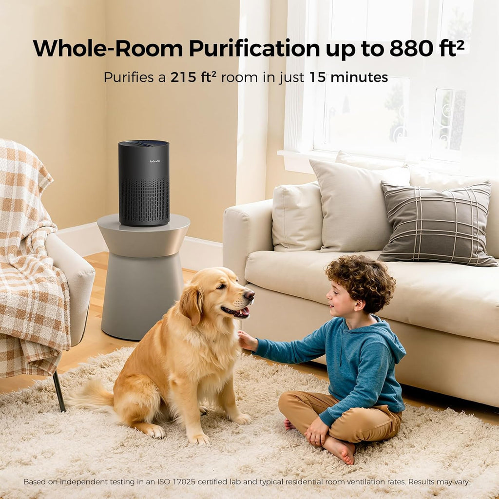Purivortex Air Purifiers for Dust – Quiet HEPA Filter Air Purifier for Bedroom, Covers Up to 880 Sq Ft, PX500 Black - Yenka Supply