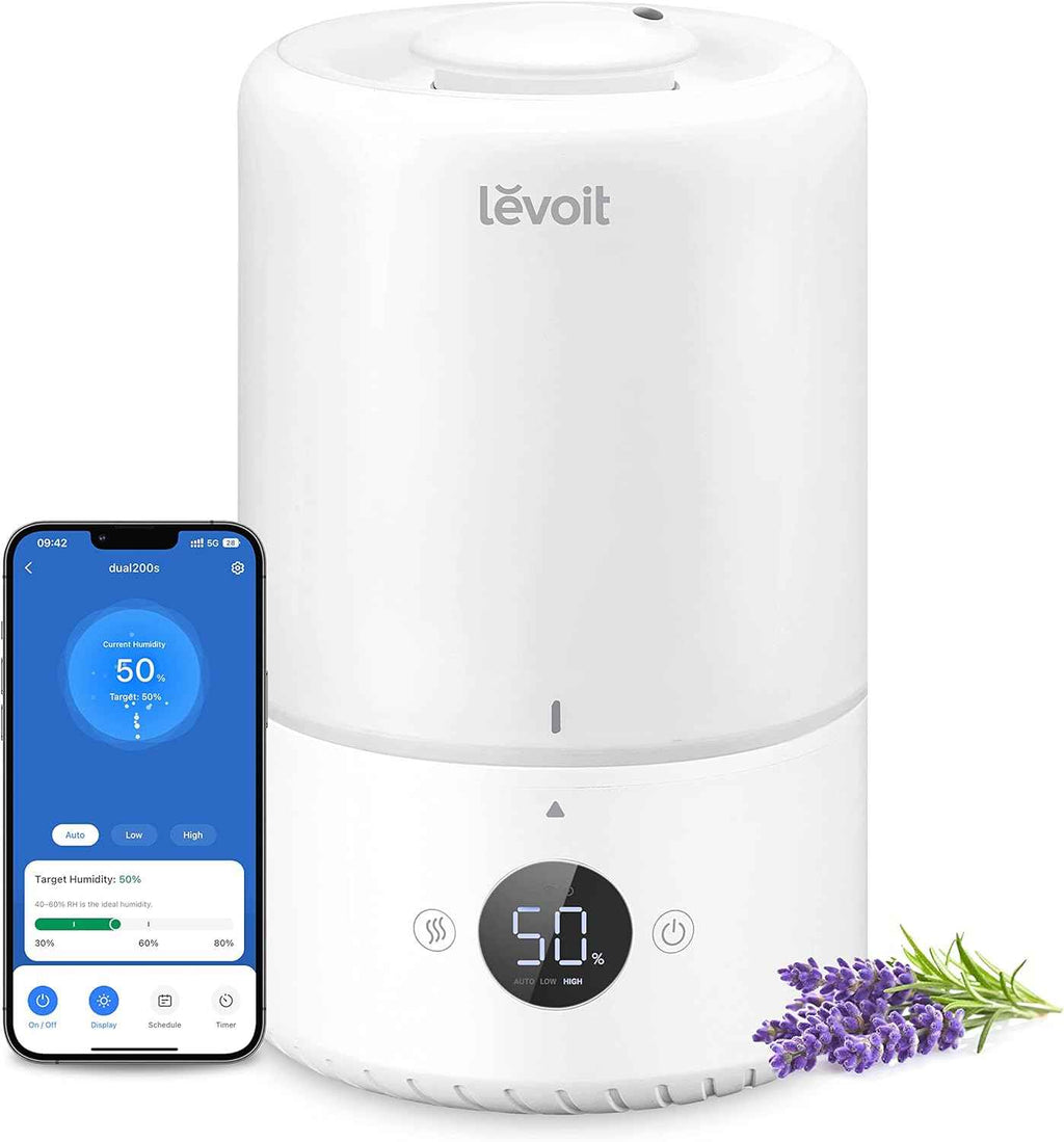 LEVOIT Humidifiers for Bedroom, 4.2L Top Fill for Large Room with 42H Runtime, Dishwasher Safe Design Easy to Clean, 21dB Quiet Cool Mist for Baby, Plants, Night Light, Essential Oil Diffuser, White