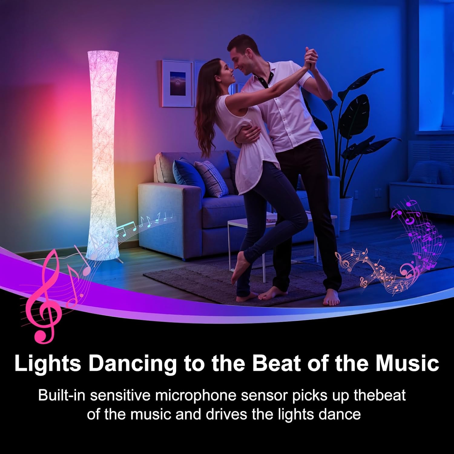 WORLD WIN Floor Lamp, 61'' Smart RGB LED Corner Lamp with Music Sync and 16 Million DIY Colors, 3 Color Temperature, APP & Remote Control, Color Changing Standing Floor Lamp for Bedroom Living Room Yenka Supply