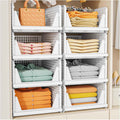 SNSLXH 5 Pack Stackable Closet Organizer - Multifunctional & Foldable Storage Baskets for Bathroom, Kitchen, Laundry Room, and Wardrobe - Space-Saving Clothes Storage Drawer Organizers in White