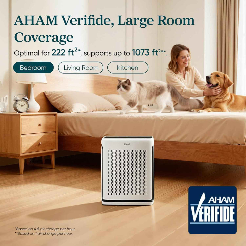LEVOIT Air Purifier for Large Rooms Up to 1073Ft² with Air Quality Monitor, Smart WiFi, HEPA Sleep Mode, and Washable Pre-Filter, AHAM Verified, Ideal for Pets and Allergies, Vital 100S-P, White - Yenka Supply
