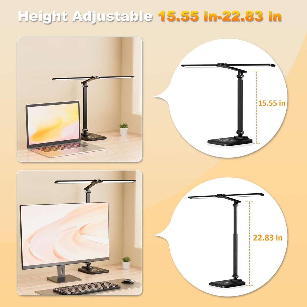 CHARYJOD LED Desk Lamp for Office Home, Height Adjustable Architect Desk Light with USB Adapter, Stepless Dimming Desk Lamp Light for Reading, Study, Workbench Yenka Supply