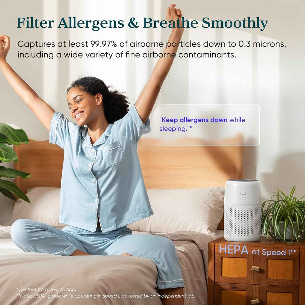 LEVOIT Air Purifiers for Bedroom Home Dorm - AHAM VERIFIED HEPA Filter for Allergies, 3-in-1 Filter Cleaner with Aroma Pad, Filters Smoke, Allergens, Pet Dander, Odor, Dust - Core Mini-P, White