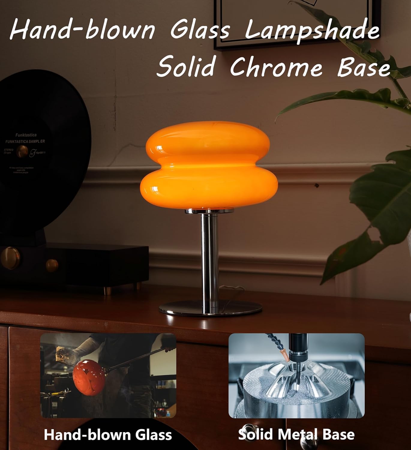 Glivpny Mushroom Lamp Table Lamp for Night Stands,Mid Century Modern Desk Lamps for Bedroom, Vintage Dimmable Bedside Small Lamps, Cute Cool Home Room Aesthetic Decor for Living Room (Orange) Yenka Supply