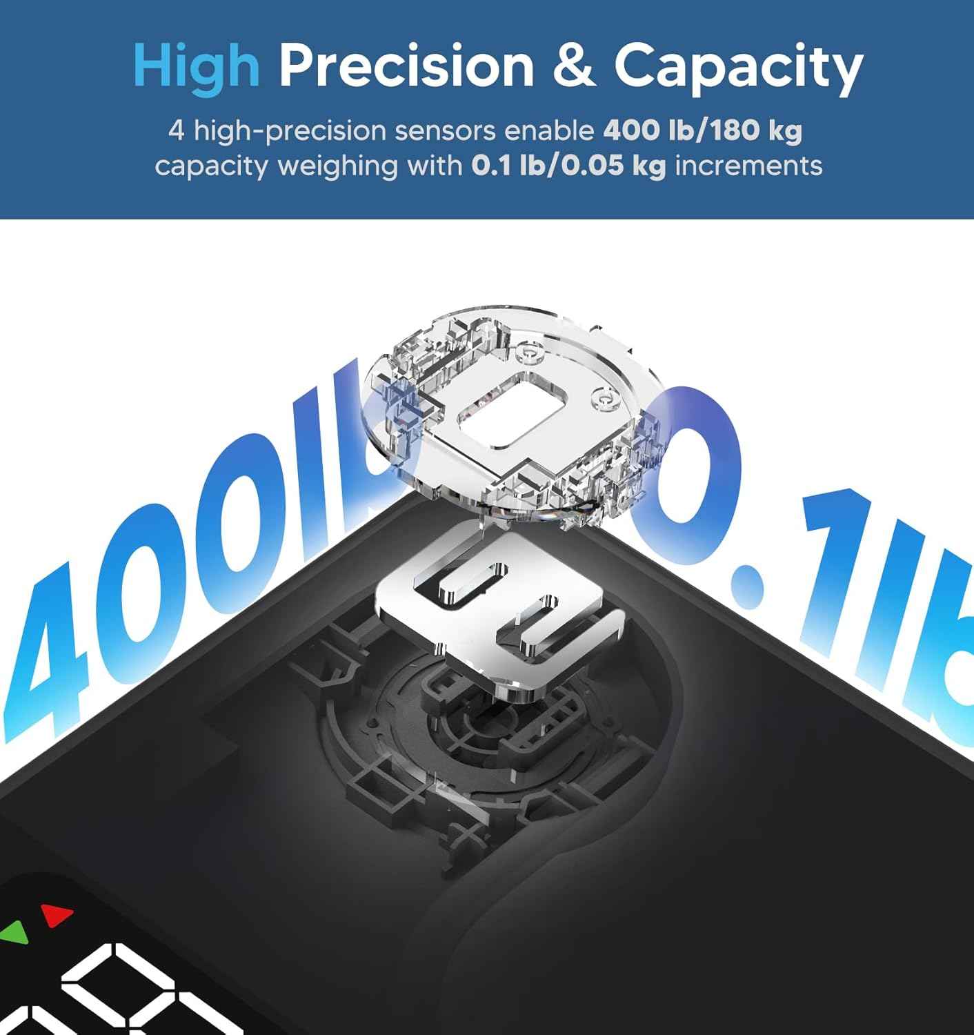 GE Body Fat Scale with 14 Body Composition Metrics, Bluetooth Smart Bathroom Scale for Accurate Weighing, 400 lbs Capacity, Large Display, Black - Yenka Supply