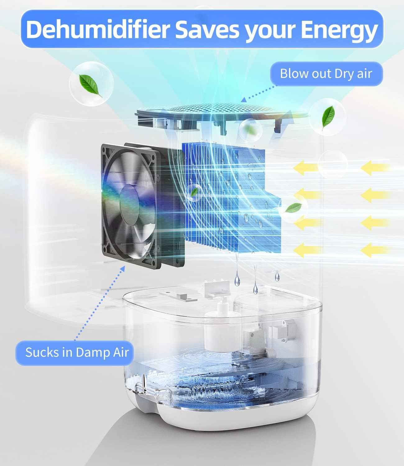 Best Dehumidifier - 35 OZ Small Dehumidifier for Bedroom, Quiet with Auto Shut Off, Ideal for Home, Bathroom, RV, Closet, White (280 sq. ft) - Yenka Supply