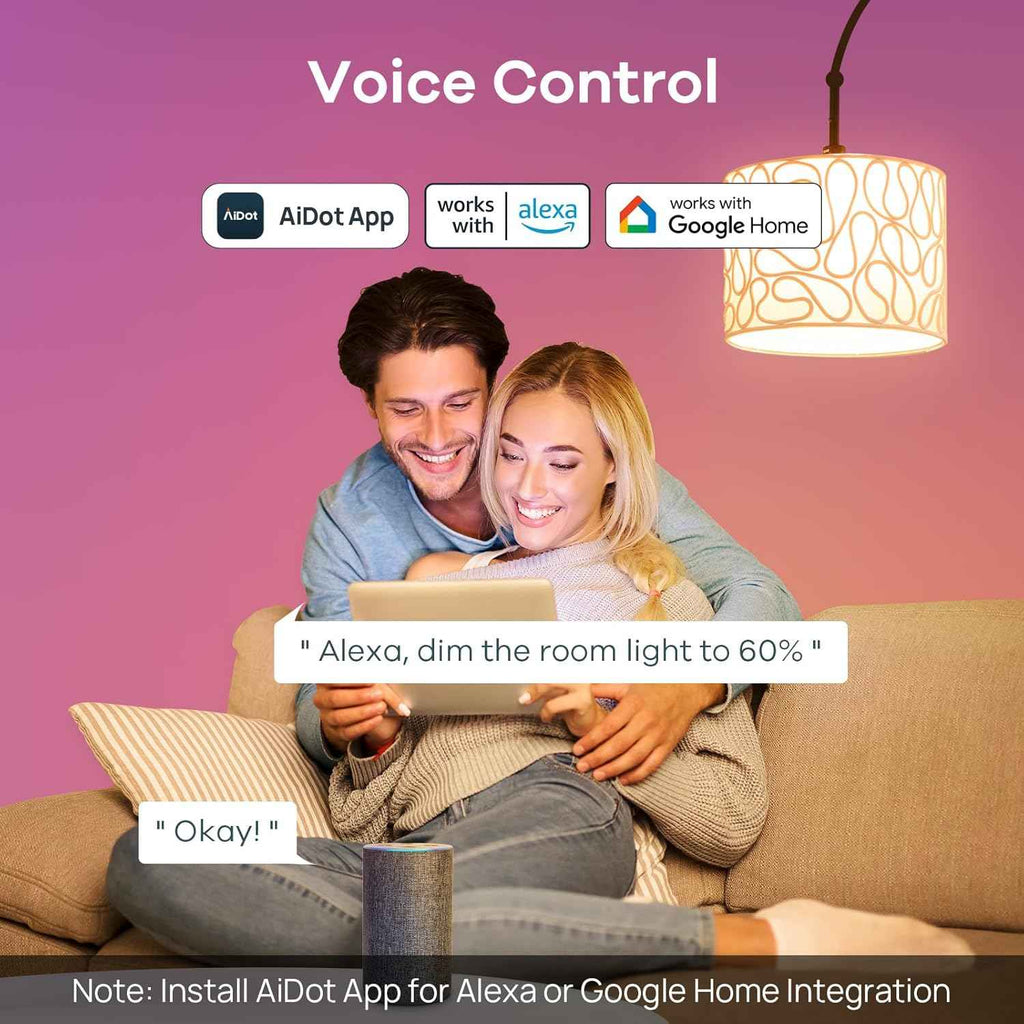 Linkind Smart Light Bulbs - Color Changing LED Bulbs with Alexa & Google Home, 104 Preset Scenes, Music Sync, A19 E26 WiFi Bluetooth 60W, 800LM - 4 Pack