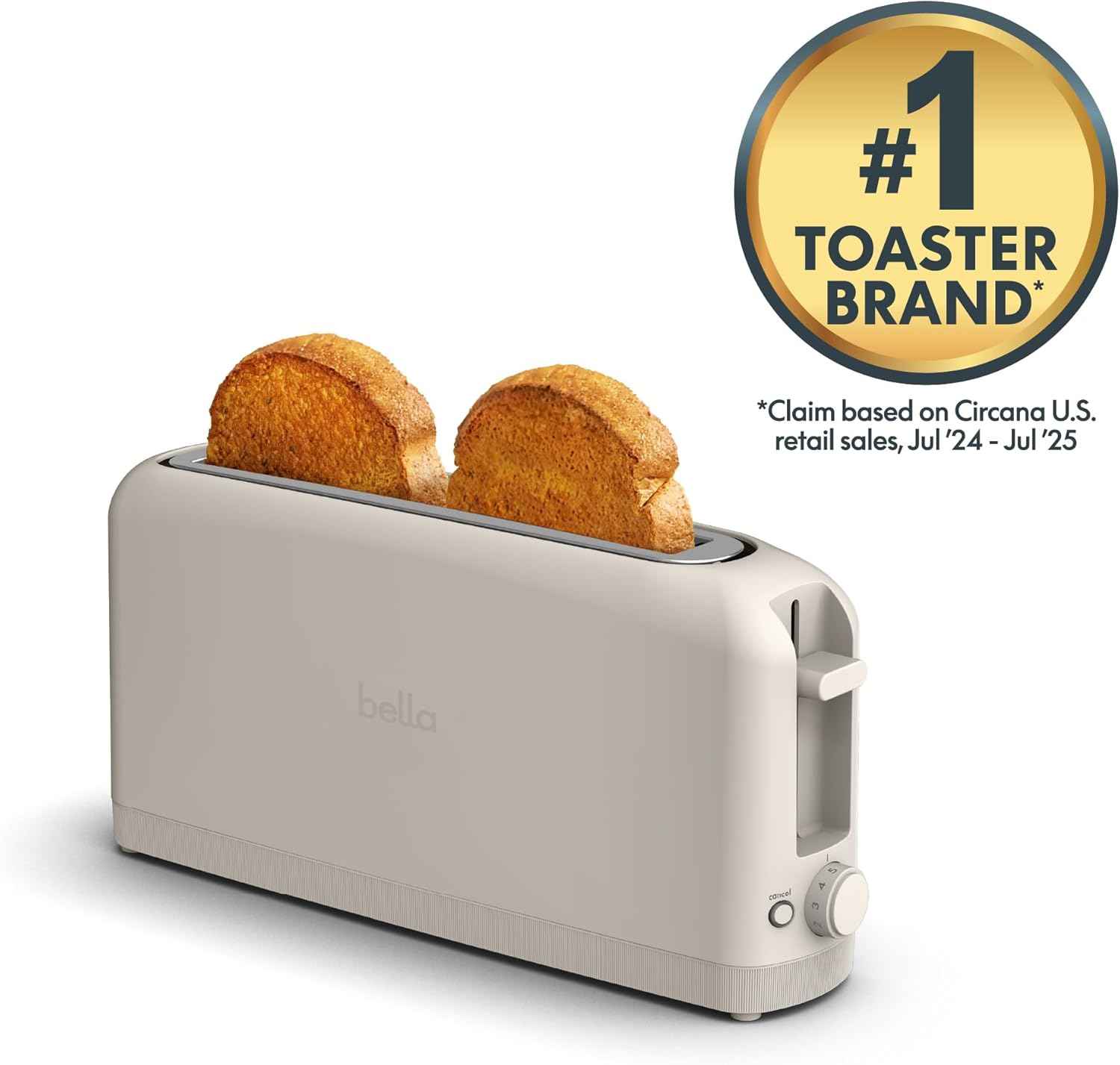Bella Slim Toaster with 6 Setting Shade Control, 10” Long Slot, Auto Shutoff & Reheat Functions - Yenka Supply