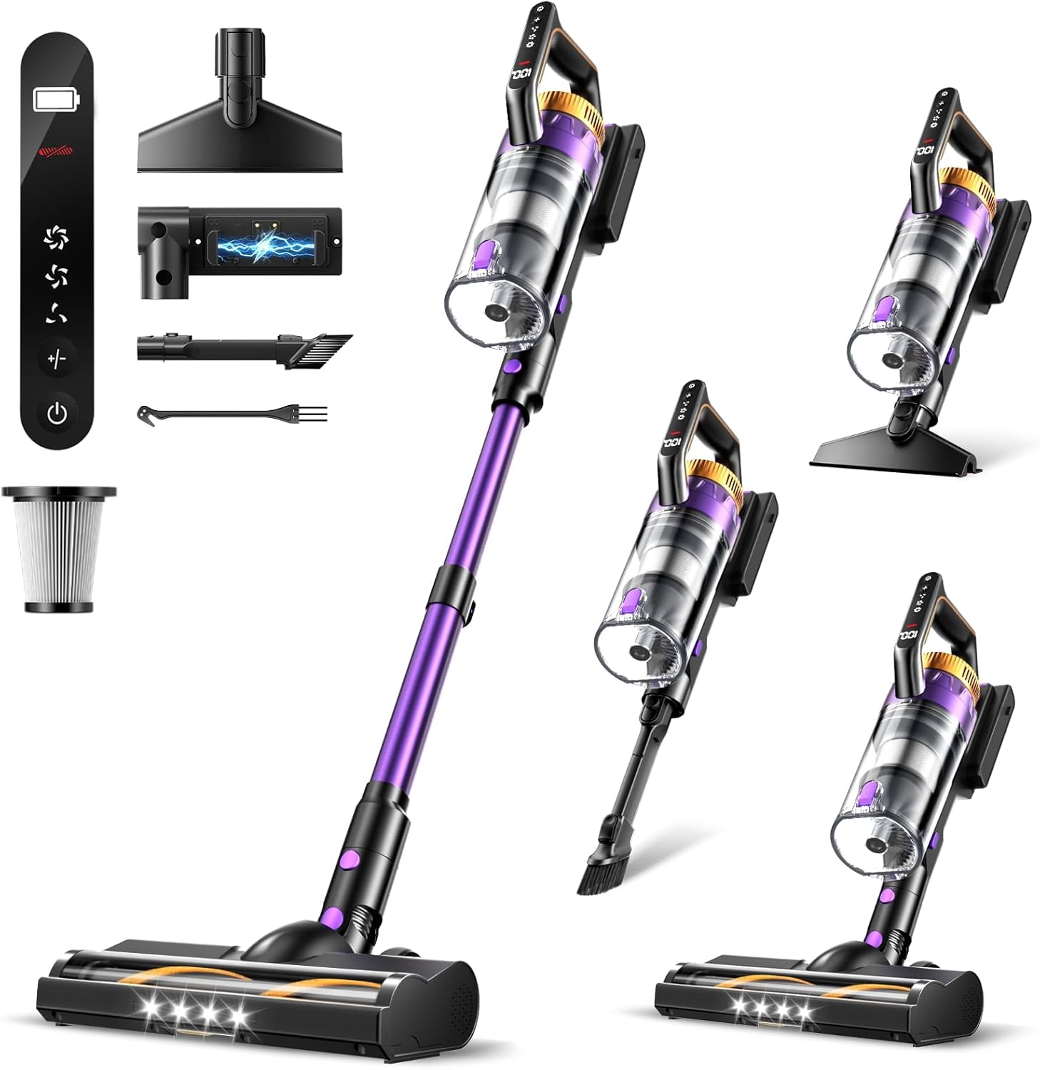 Cordless Vacuum Cleaner for Home, 580W/48KPa Powerful Suction, 65 Min Runtime, Lightweight Stick Vacuum with Touch Screen & Wall Mount, Handheld Vacuum for Pet Hair, Carpet & Hard Floors Yenka Supply